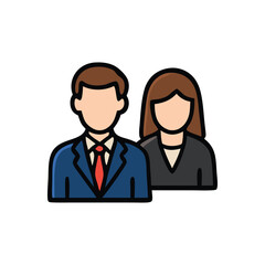 Fototapeta premium Business people vector icon set: diverse cartoon illustrations of businessmen and women in suits for team and office work