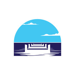 pier beach dock concept logo design vector template