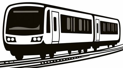 Fototapeta premium Black and white illustration of a train on tracks.