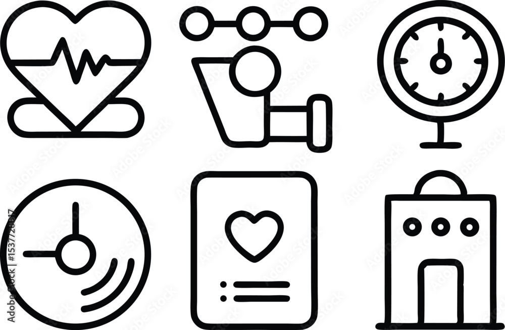 Poster client assessment icons set outline style isolated on transparent background
