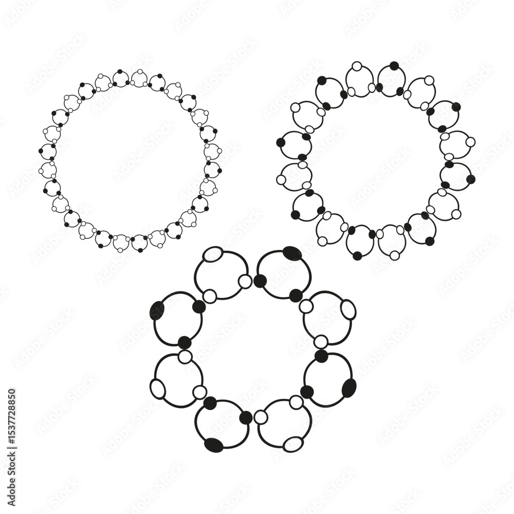 Poster people circle icon. human link vector. abstract unity frame. symmetrical white shape.