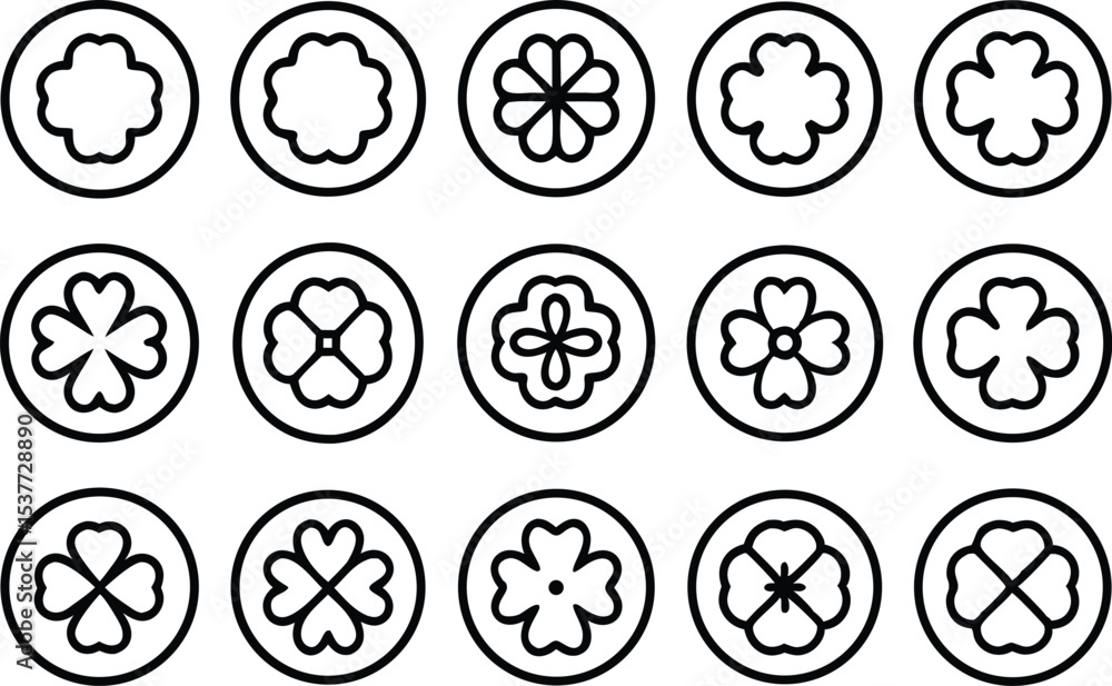 Poster st patricks day coin with three leaf clover icon set isolated on transparent background