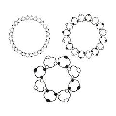 People circle icon. Human link vector. Abstract unity frame. Symmetrical white shape.