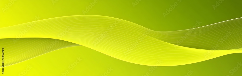 Poster flowing lime green ribbon design with smooth gradient and soft curves