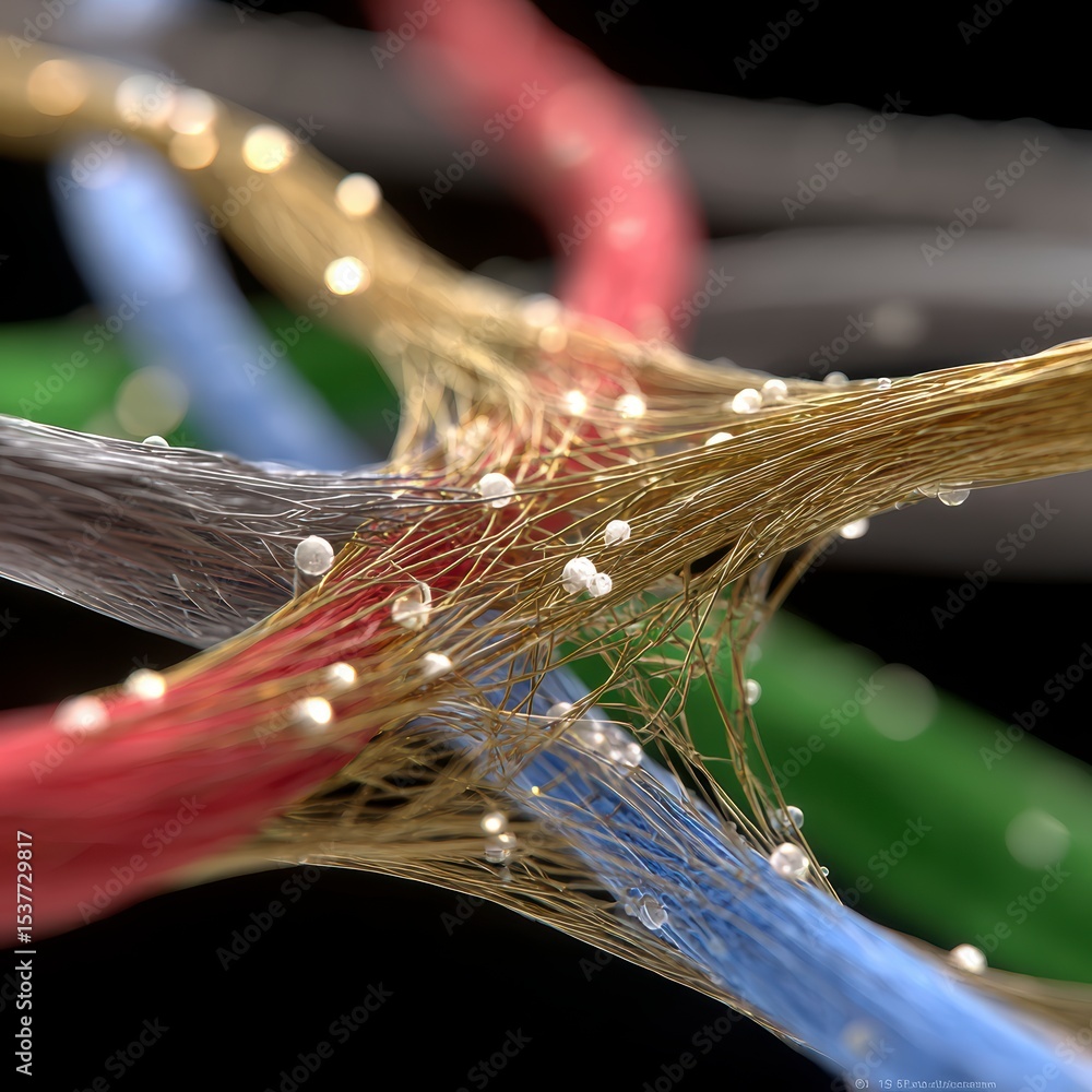 Poster abstract 3d render colorful tangled tubes network connections technology background