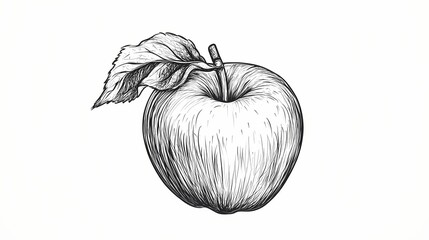 Detailed line drawing of an  with a leaf.