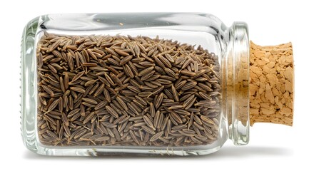 Cumin Seeds in a Glass Jar Aromatic Spice for Culinary Delights and Healthy Cooking