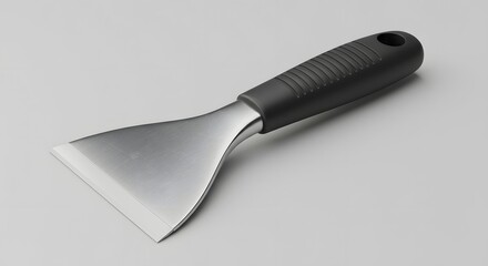 Professional-Grade Stainless Steel Putty Knife with Ergonomic Black Handle