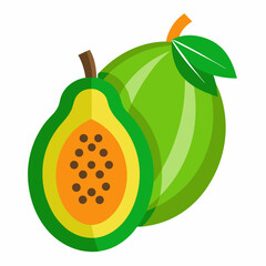 a green papaya fruit icon set vector illustration