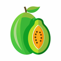 a green papaya fruit icon set vector illustration