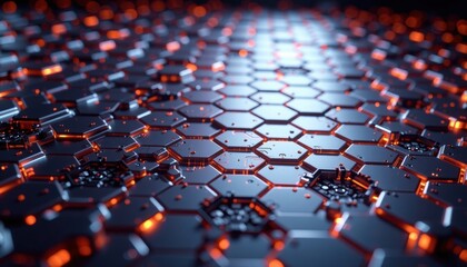 Obraz premium Abstract honeycomb pattern lit with orange glow