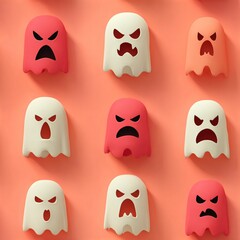 Obraz premium Spooky Ghosts Patterns Halloween Theme Digital Art Vibrant Background Aerial View Fun Concepts