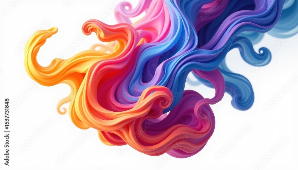 Poster a swirl of vibrant and colorful smoke-like formations, artistic display of flowing hues, creating a 