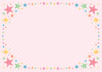Cute colorful stars and glitter frame in watercolor style - pink