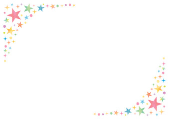 Watercolor style cute colorful stars and glitter decoration white background