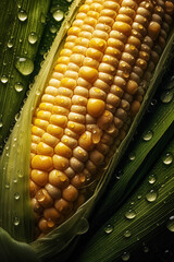  Fresh corn on the cob with water droplets, a seamless background
