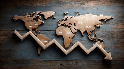 Global Economic Downturn: A World Map Illustrating a Sharp Decline in the Global Economy