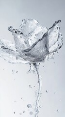 Water splash creating a delicate rose shape, showcasing intricate details in fluid motion 