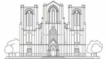 Architectural drawing of a gothic style church facade.