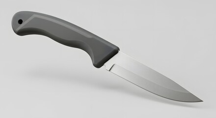 Sharp Fixed Blade Knife with Ergonomic Gray Handle - 3D Render