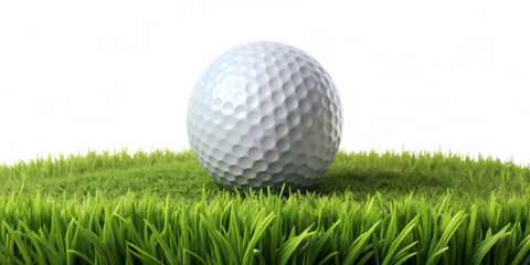 White Golf Ball Resting on Lush Green Grass Isolated on White Background A I P N G isolated on a transparent background