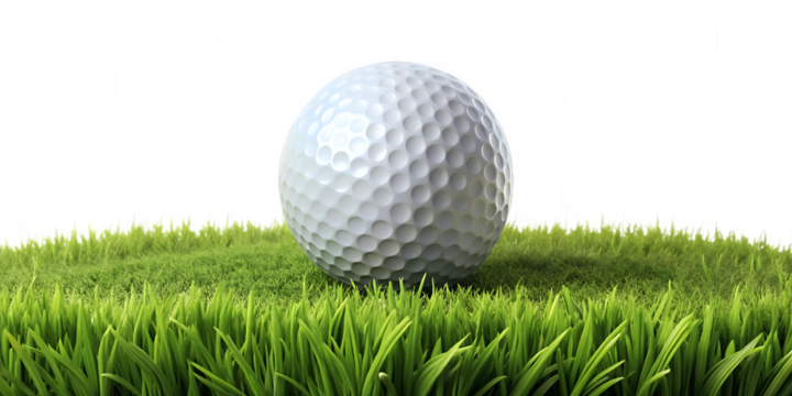 White Golf Ball Resting on Lush Green Grass Isolated on White Background A I P N G isolated on a transparent background
