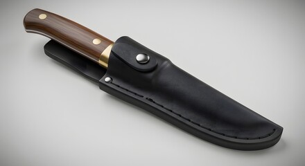 Sharp Hunting Knife with Leather Sheath - 3D Render © ekam