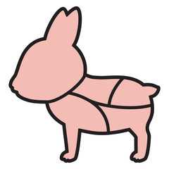 兎肉の部位のイラスト　文字なし