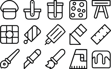 Obraz premium Outline color tool icons set color swatch palette isolated on transparent background