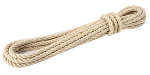 Beige Cotton Rope Coil Knotted Thick Texture Isolated on White Background A I P N G isolated on a transparent background