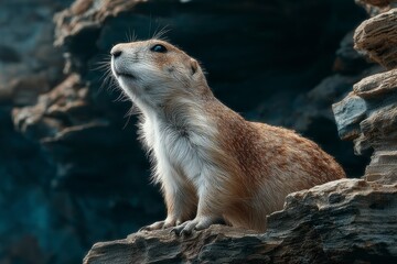 Alert Prairie Dog on Rocky Mound  Wildlife Photography  Nature