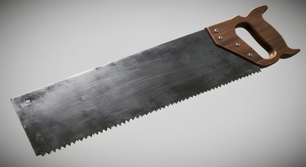 Vintage Hand Saw with Wooden Handle - 3D Render