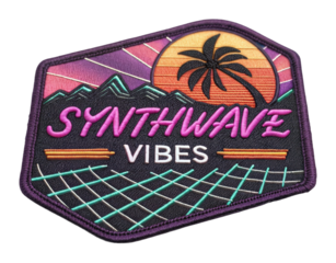 Exploring synthwave vibes a colorful patch inspired by retro aesthetics cut out png patch