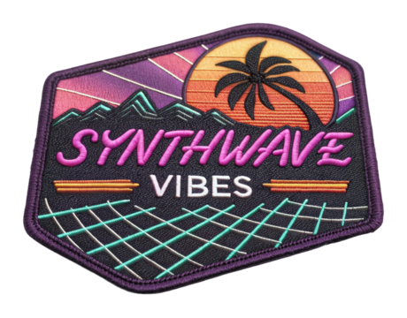 Exploring synthwave vibes a colorful patch inspired by retro aesthetics cut out png patch