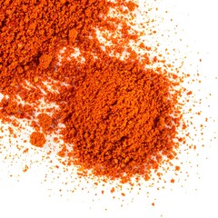 Vibrant Red Powdered Spice Scattered on White Backdrop A Culinary Ingredient Depiction for Food Bloggers