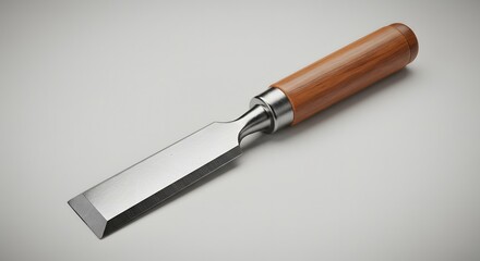 Wood Chisel with Wooden Handle - Carpentry Tool, 3D Render