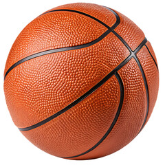 Detailed Orange Basketball with Black Lines and Pebbled Texture Isolated on a Transparent Background
