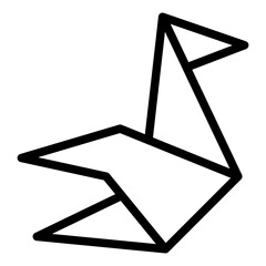 paper folding art origami festival outline icon with crane shape