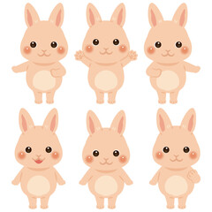 指さしをするウサギのキャラクターイラストセット