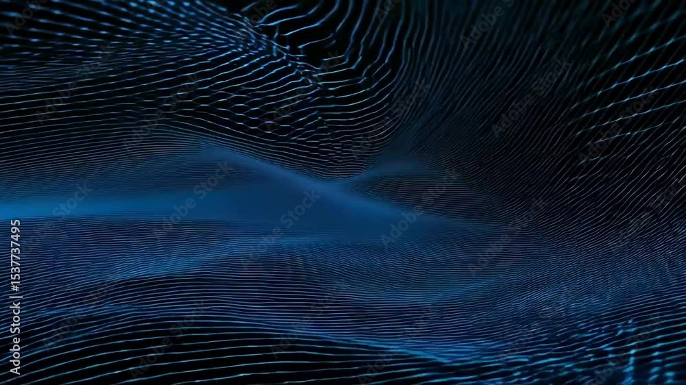 Poster abstract network structure with connected dots on dark blue background