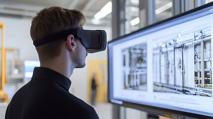A computer monitor displays a complex array of numbers and symbols. Concept of technology and innovation, as well as the importance of data analysis in modern industries