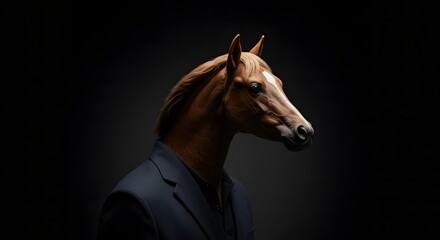 Obraz premium Horse Wearing Suit on Dark Background