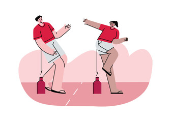 Pillow Fight on Pole Illustration, Indonesia Independence Day Illustration