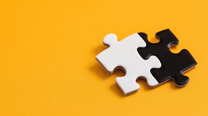 Obraz premium Black and White Puzzle Pieces on Yellow Background