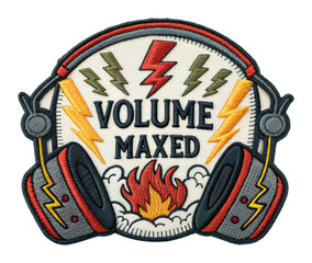Naklejka premium High-energy music patch creative studio embroidery art vibrant colors sound inspiration cut out png patch