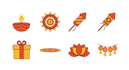 Celebrate diwali festival with diya rangoli fireworks gift and lotus flower traditional indian holiday 100