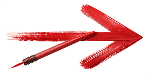Red Brush Stroke Arrow with Red Paintbrush Isolated on a transparent background red arrow sign