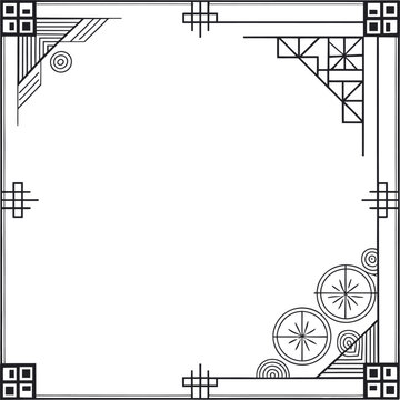 Geometric Frame Design: A minimalist geometric frame, featuring intricate line patterns and angular shapes.  A modern, versatile template, suitable for design applications and backgrounds.