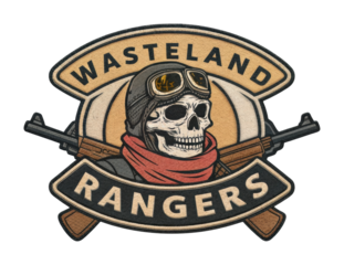 Wasteland rangers skull emblem post-apocalyptic setting creative bold viewpoint adventure theme cut out png patch