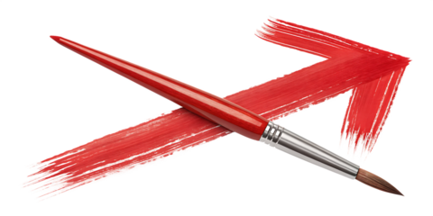 Red paintbrush creating a bold crimson arrow stroke isolated on a transparent background red arrow brush stroke